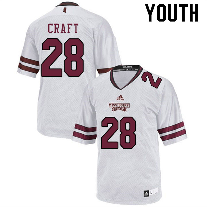 Youth #28 Londyn Craft Mississippi State Bulldogs College Football Jerseys Sale-White